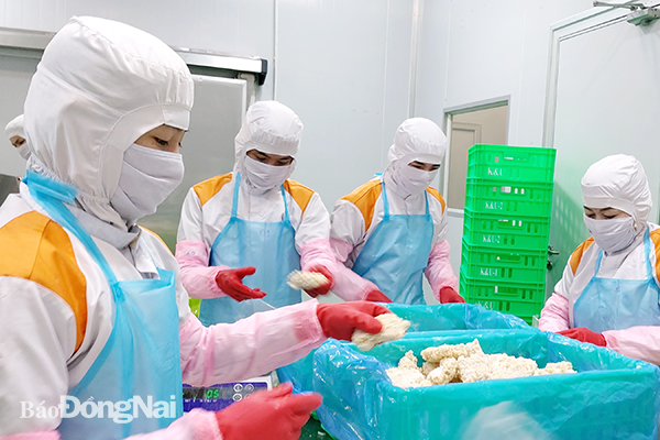 Chế biến gà xuất khẩu tại Công ty TNHH Koyu & Unitek (Nhật Bản) tại Khu công nghiệp Loteco (TP.Biên Hòa). Ảnh: H.Giang