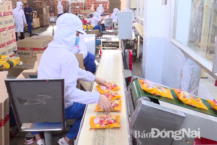 Trong khó khăn, các doanh nghiệp vẫn cố gắng giữ được việc làm cho người lao động. Trong ảnh: Sản xuất tại Nhà máy bánh kẹo Bibica Biên Hòa (KCN Biên Hòa 1). Ảnh: V.Gia