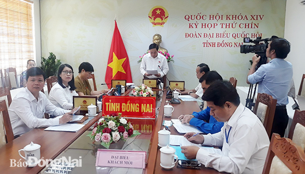 Đại biểu Bùi Xuân Thống (Đoàn đại biểu Quốc hội tỉnh Đồng Nai) phát biểu tại phiên thảo luận trực tuyến