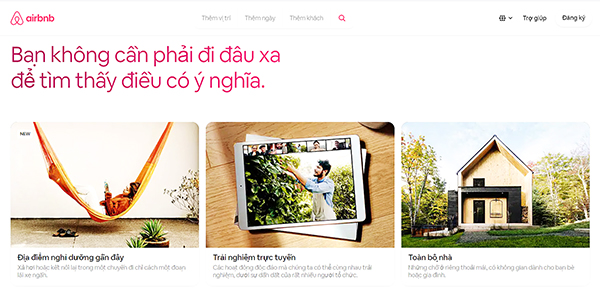 Website của Airbnb Việt Nam vẫn đang hoạt động bình thường với một số cải tiến cho phù hợp tình hình dịch Covid-19