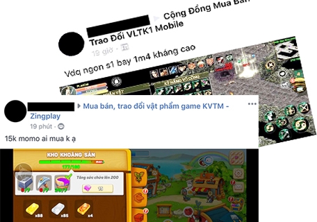 Nhiều người vẫn lên các nhóm mạng xã hội rao bán công khai vật phẩm trong game dù đã bị cấm. Ảnh: Đ.Hồ