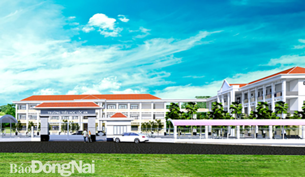 Xây dựng trường học là một trong những hạng mục xây dựng hạ tầng xã hội được ưu tiên tại khu tái định cư Lộc An - Bình Sơn. Trong ảnh: Phối cảnh Trường tiểu học Lộc An. Ảnh:P. Tùng