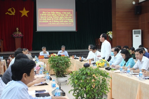 Chủ tịch UBND H.Long Thành Võ Tấn Đức phát biểu tại buổi làm việc