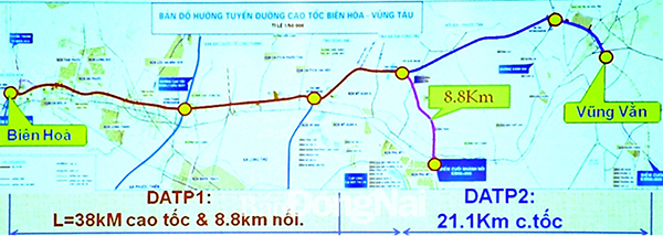Sơ đồ hướng tuyến cao tốc Biên Hòa - Vũng Tàu