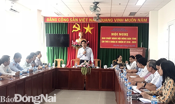 Chủ tịch Hội Nông dân tỉnh Võ Văn Phi chủ trì buổi làm việc