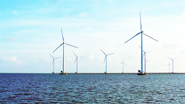 Điện gió là một trong những nguồn năng lượng tái tạo hiệu quả nhất. Trong ảnh: Hệ thống điện gió Bạc Liêu. Ảnh: P.H.N