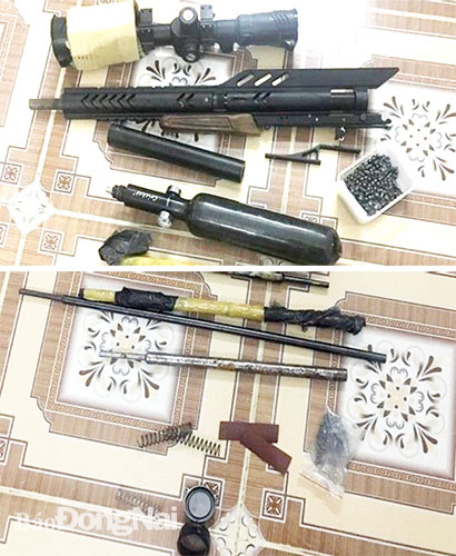 Nhiều công cụ hỗ trợ được Công an H.Tân Phú thu giữ trong nhà của đối tượng Trần Ngọc Quang
