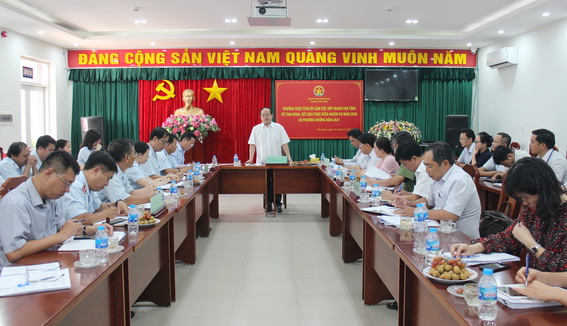Phó bí thư Tỉnh ủy Quản Minh Cường phát biểu tại buổi làm việc