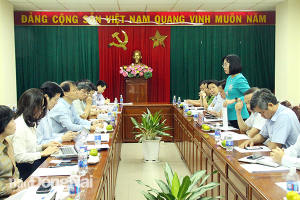 Phó chủ tịch UBND tỉnh Nguyễn Thị Hoàng phát biểu tại buổi làm việc.