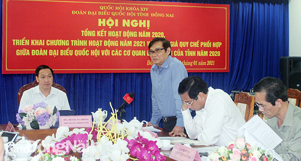 Phó chủ tịch thường trực HĐND tỉnh Nguyễn Sơn Hùng phát biểu tại hội nghị