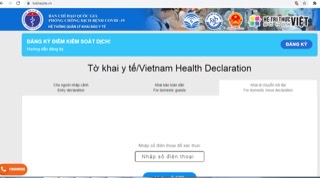 Hành khách có nhu cầu di chuyển bằng máy bay cần truy cập vào website: https://tokhaiyte.vn để khai báo y tế trước chuyến bay. Nếu không, sẽ bị từ chối vận chuyển. Ảnh: Giao diện trang web: https://tokhaiyte.vn