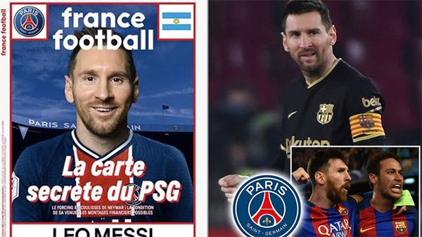 Tờ France Football đăng ảnh Messi mặc áo PSG