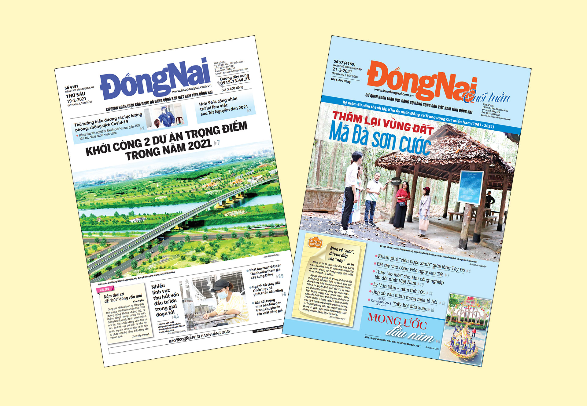 Bìa Báo Đồng Nai ra ngày 19-2 và Đồng Nai cuối tuần số 57