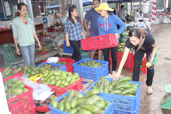 Nông sản của Đồng Nai được tiêu thụ tốt tại chợ đầu mối nông sản thực phẩm Dầu Giây (H.Thống Nhất). Ảnh: B.NGUYÊN