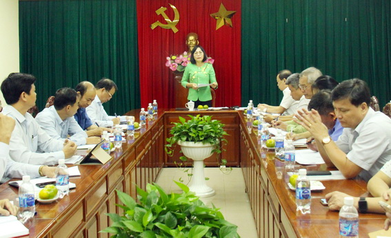 Phó chủ tịch UBND tỉnh Nguyễn Thị Hoàng phát biểu chỉ đạo tại cuộc họp