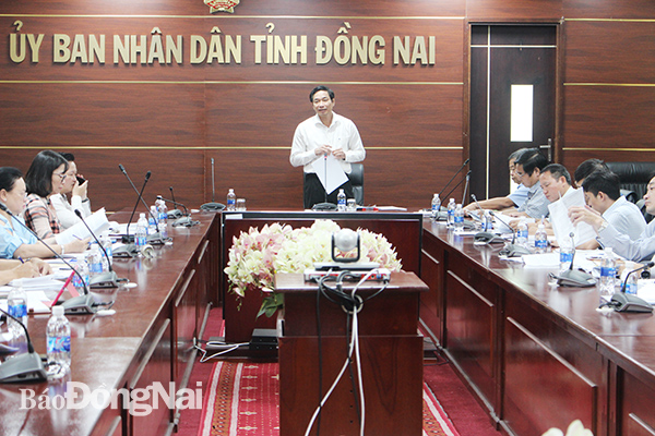 Phó chủ tịch UBND tỉnh Võ Văn Phi phát biểu chỉ đạo tại cuộc họp.