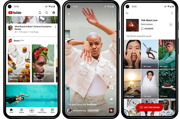 Giao diện YouTube Shorts