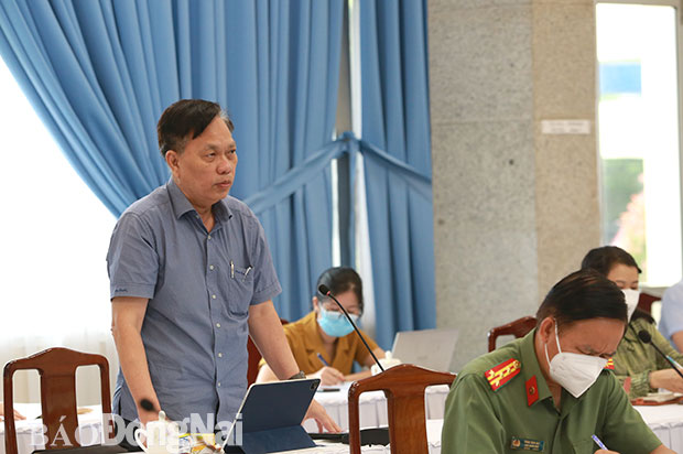 Giám đốc Sở Thông tin - truyền thông Lê Hoàng Ngọc phát biểu tại cuộc họp. Ảnh: Huy Anh
