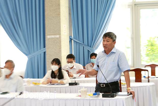 Phó bí thư Thường trực Tỉnh ủy Hồ Thanh Sơn phát biểu tại cuộc họp. Ảnh: Huy Anh
