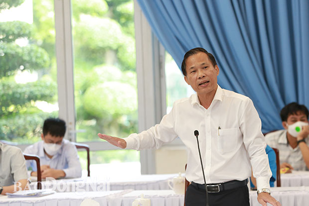 Trưởng ban Tuyên giáo Tỉnh ủy Phạm Xuân Hà phát biểu tại cuộc họp. Ảnh: Huy Anh