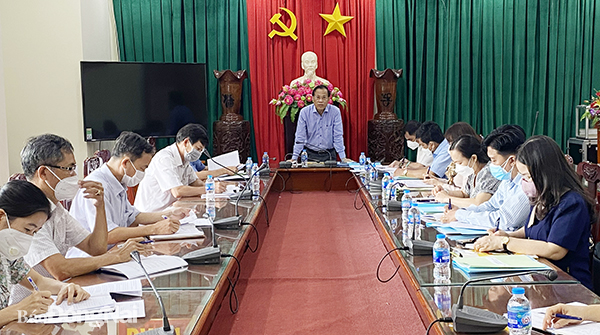 Trưởng ban Tuyên giáo Tỉnh ủy Phạm Xuân Hà, phát biểu tại buổi làm việc với Huyện ủy Cẩm Mỹ