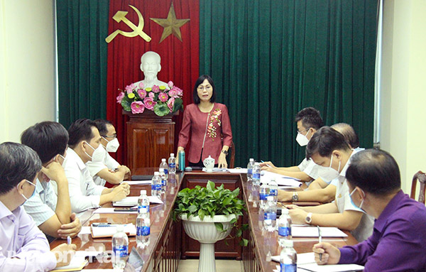 Phó chủ tịch UBND tỉnh Nguyễn Thị Hoàng phát biểu chỉ đạo tại cuộc họp
