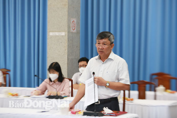 Phó bí thư thường trực Tỉnh ủy Hồ Thanh Sơn phát biểu tại cuộc họp. Ảnh: Huy Anh