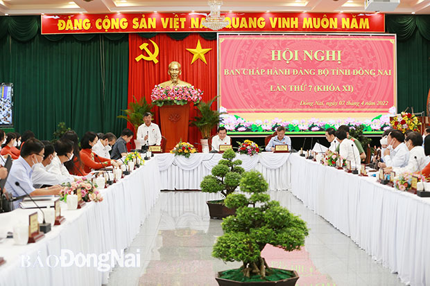 Đồng chí Hồ Thanh Sơn, Phó bi thư thường trực Tỉnh ủy phát biểu tại hội nghị.