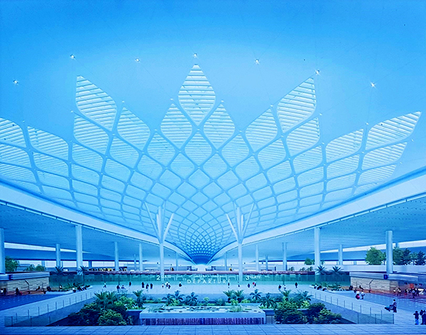Quy hoạch được mạng lưới giao thông kết nối thuận lợi sẽ giúp khai thác tối đa hiệu quả sân bay Long Thành. Trong ảnh: Mô hình phối cảnh nhà ga hành khách sân bay Long Thành