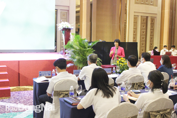 Bà Lê Thị Minh Ánh, Vụ Pháp chế Bộ TN-MT phổ biến pháp luật môi trường đến các doanh nghiệp