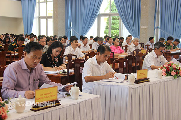 Các đại biểu tham dự hội nghị tại điểm cầu Đồng Nai. Ảnh: Trần Danh