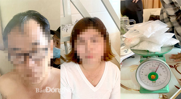 2 đối tượng Nguyễn Xuân Việt và Nguyễn Thị Mai Hường bị bắt giữ cùng tang vật trong vụ án. Ảnh: Tố Tâm