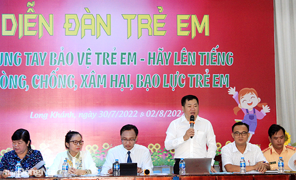 Phó chủ tịch UBND TP.Long Khánh Tăng Quốc Lập chủ trì diễn đàn trẻ em