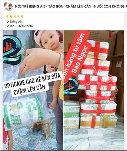 Nhiều sản phẩm sữa, thực phẩm chức năng giúp trẻ tăng cân được các bà mẹ chia sẻ trên các diễn đàn trên mạng xã hội. Nguồn: Internet