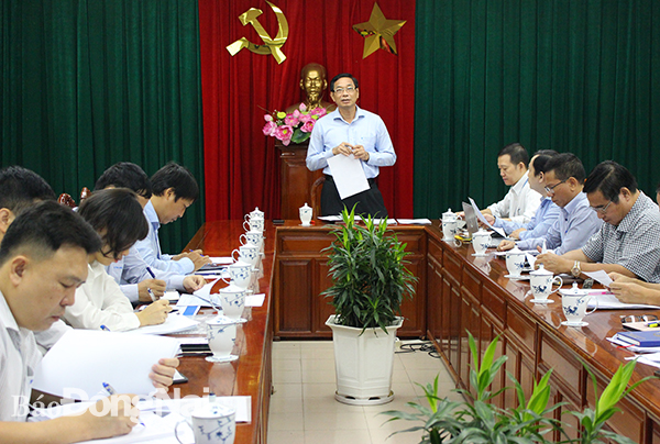 Phó chủ tịch UBND tỉnh Võ Văn Phi phát biểu tại buổi làm việc