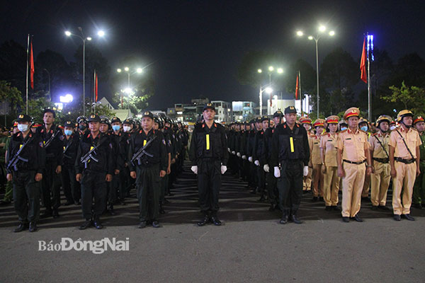 Các cán bộ - chiến sĩ Tổ công tác 161 tham gia lễ ra quân lực lượng tuần tra