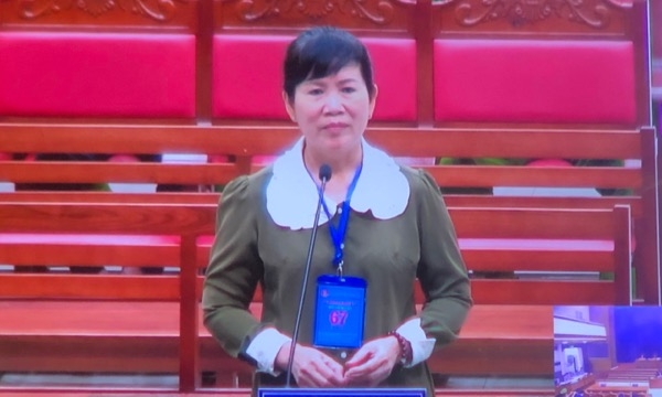 Bị cáo Nguyễn Thị Như Mỹ tại phiên tòa xét xử ngày 10-11
