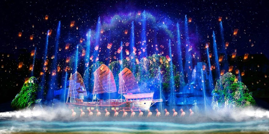 The top tourist attraction on Tuan Chau Island is the 40-minute water music performance, which is meticulously staged. 