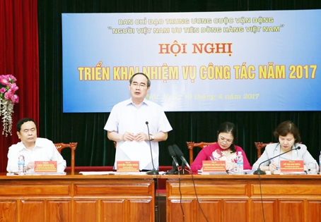 Chủ tịch Ủy ban Trung ương MTTQ Nguyễn Thiện Nhân phát biểu kết luận hội nghị.