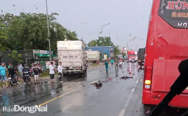 Hiện trường vụ tai nạn giao thông (ảnh: CTV)