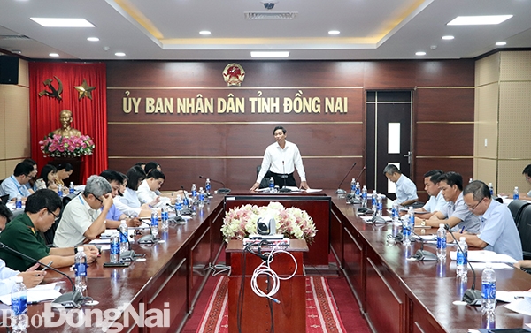 Phó chủ tịch UBND tỉnh Võ Văn Phi phát biểu chỉ đạo tại cuộc họp 