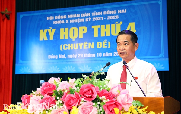 Ủy viên Ban TVTU, Chủ tịch HĐND tỉnh Thái Bảo phát biểu khai mạc kỳ họp
