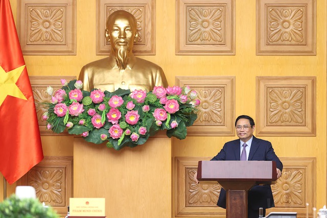 Thủ tướng Chính phủ Phạm Minh Chính phát biểu tại buổi đối thoại. Ảnh: chinhphu.vn