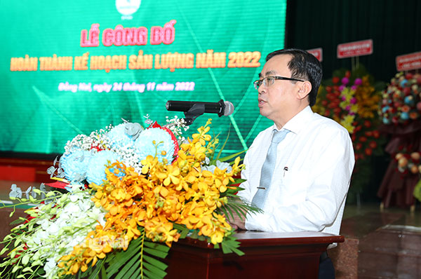 Tổng giám đốc Tổng công ty cao su Đồng Nai Đỗ Minh Tuấn phát biểu tại buổi lễ. Ảnh: Huy Anh