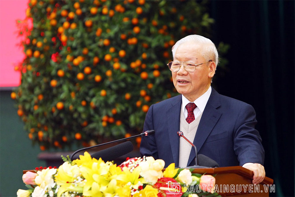 Tổng Bí thư Nguyễn Phú Trọng phát biểu chỉ đạo tại buổi làm việc với tập thể lãnh đạo tỉnh Thái Nguyên