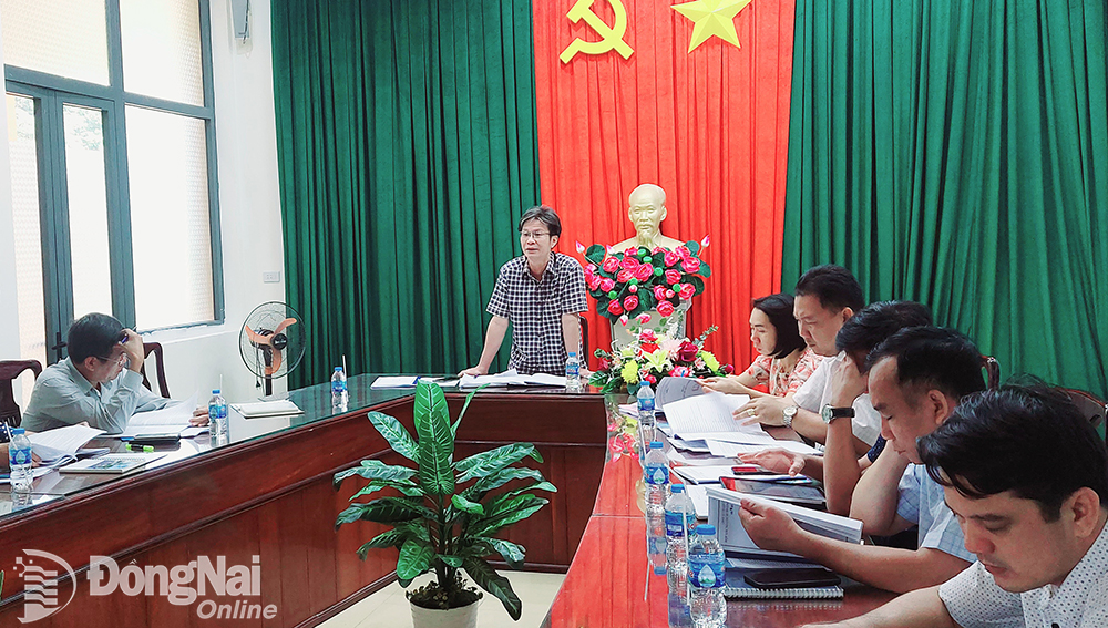 Phó chủ tịch UBND huyện Nguyễn Đình Cương phát biểu chỉ đạo tại cuộc họp.