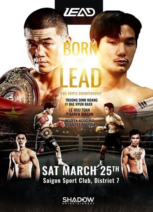 Poster chính thức của giải đấu Boxing tranh đai WBA châu Á lần đầu tiên tại Việt Nam. 