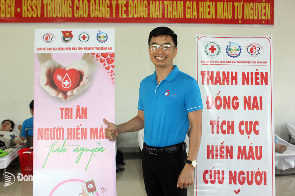TS Nguyễn Hồng Quang sau lần hiến máu thứ 45 hồi đầu tháng 3-2023