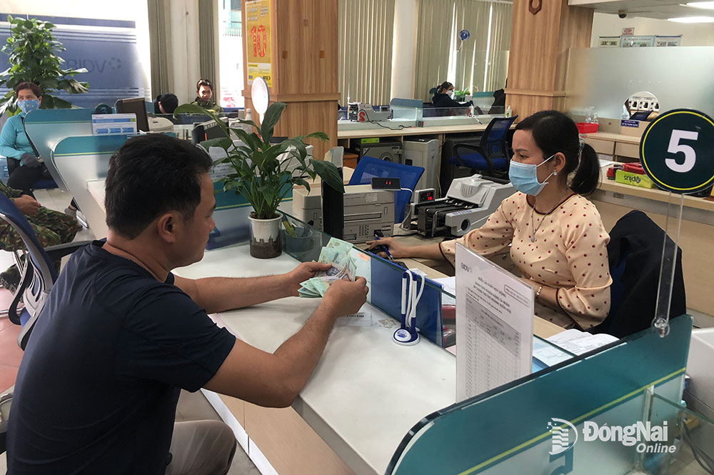 Hoạt động giao dịch ngân hàng tại một chi nhánh ngân hàng thương mại ở TP.Biên Hòa. Ảnh: Hải Quân