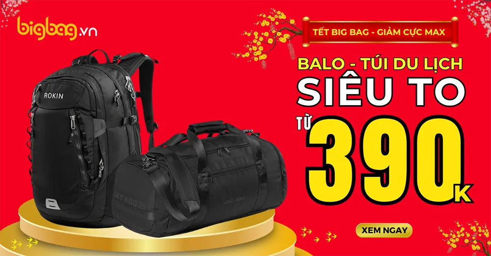 Balo túi du lịch siêu to, Tết giảm sốc đến 68%, giá chỉ từ 390k